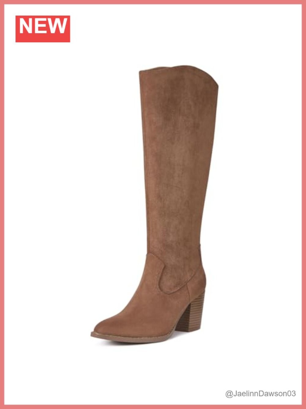 Women's Suede Knee High Chunky Heel Boots Pointed Toe Zip Wide Calf